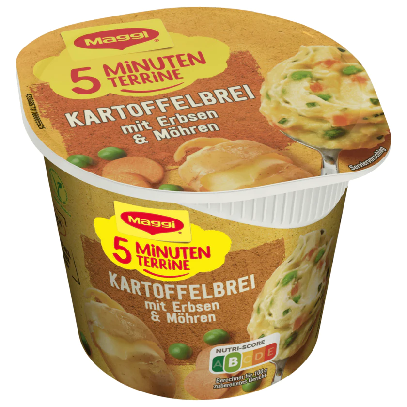 Maggi 5 Minuten Terrine Kartoffelbrei mit Erbsen & Möhren 43g - 7613037639568