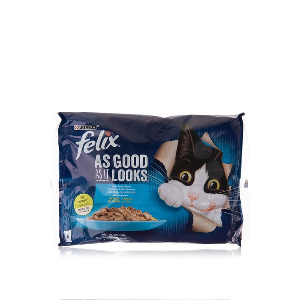 Felix As Good As It Looks fish selection cat food in jelly 4s 85g - Waitrose UAE & Partners - 7613287494566