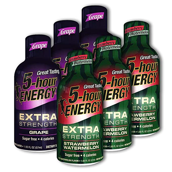5 Hour Energy, 12 Extra Strength Grape + 12 Extra Strength Strawberry Watermelon, 24 Count - 761539460573