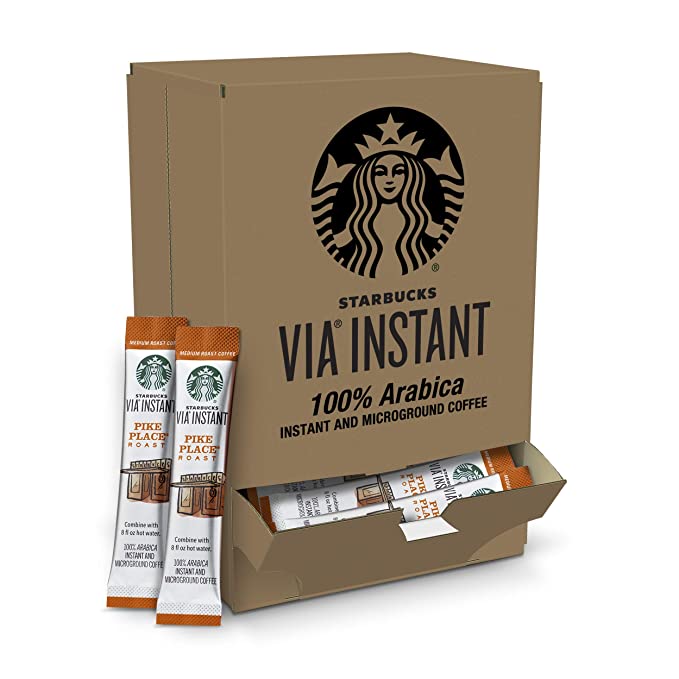 Starbucks VIA Instant Coffee—Medium Roast Coffee—Pike Place Roast—100% Arabica—1 box (50 packets) - 762111361592
