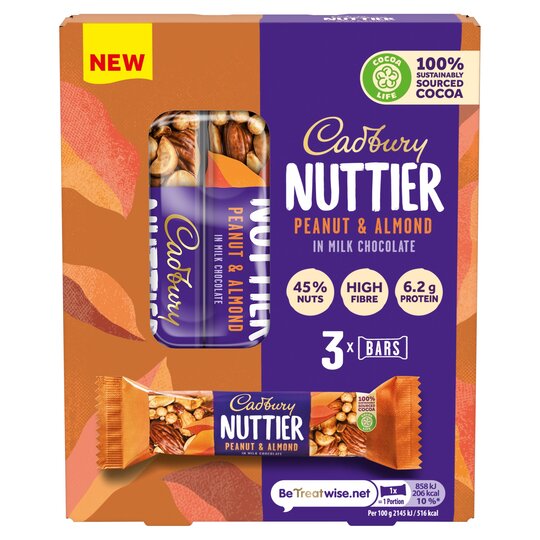 Cadbury Nuttier Peanut & Almond Milk Chocolate 3 X 40G - 7622201807924