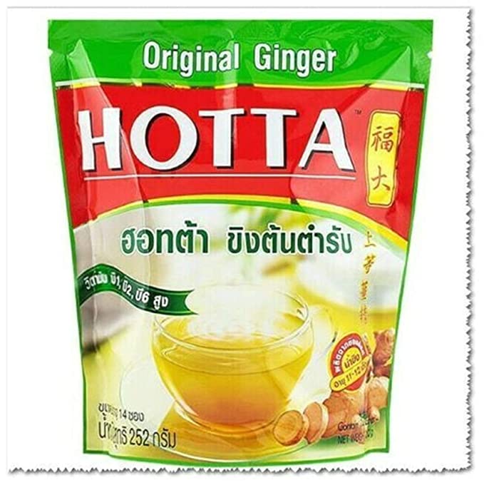  Original Ginger Herbal HOTTA Natural Drink Vitamin B1,B2,B6 18 g. x 14 Sachets.  - 762539573140