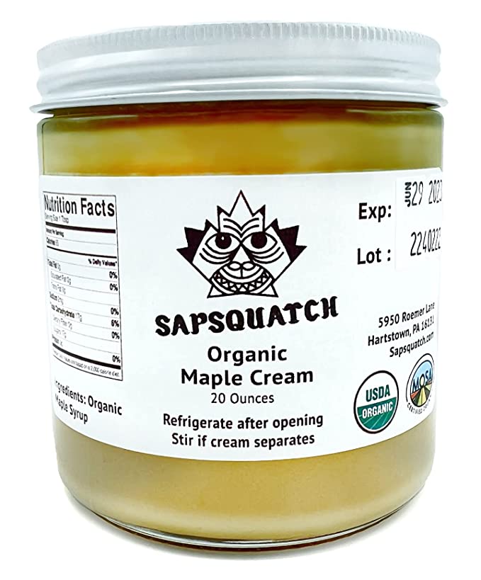  Sapsquatch Organic Maple Cream - 20 Ounces - Pure Maple Cream Butter Spread  - 762758039472