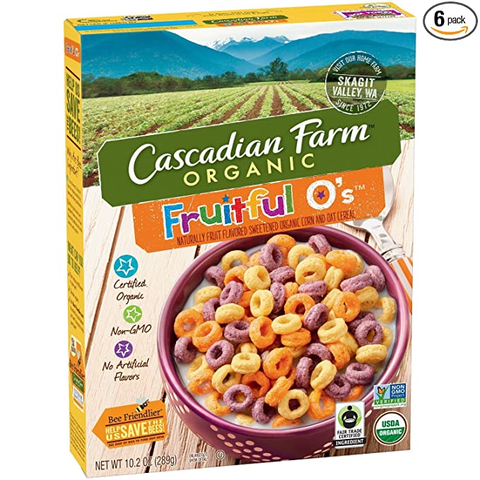 Cascadian Farm Organic Cereal, Fruitful O's, 10.2 Ounce (Pack of 6) - 762770492446