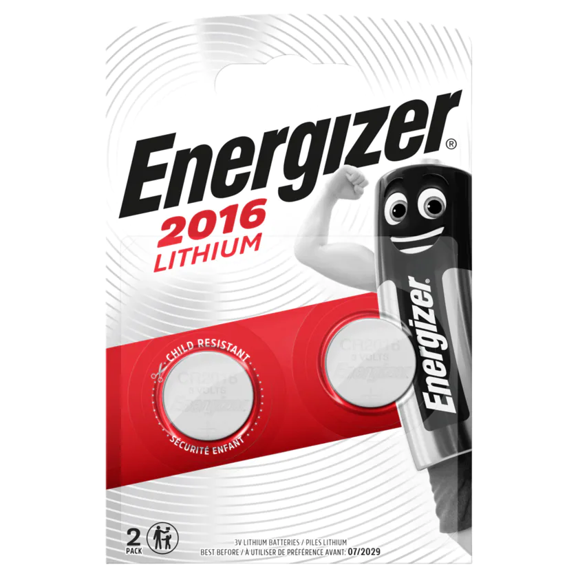 Energizer Knopfzellen Lithium CR2016 2 Stück - 7638900248340