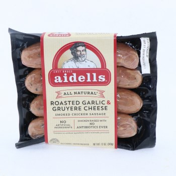 Aidells, smoked chicken sausage, roasted garlic & gruyere cheese - 0764014343521
