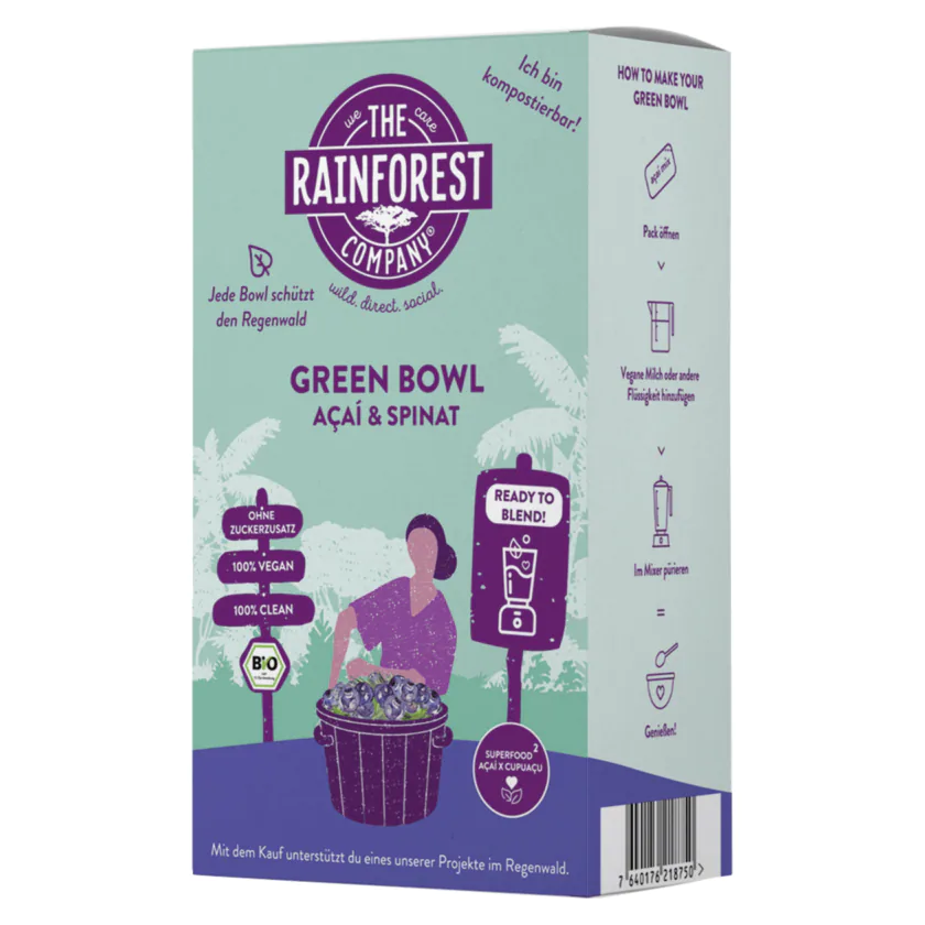 The Rainforest Green Bowl Açai & Spinat 250g - 7640176218750
