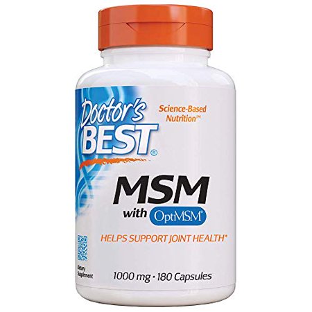 Doctor's Best MSM with OptiMSM, Joint Support, Immune System, Antioxidant and Protein-Building Role, Non-GMO, Gluten Free, 1000 mg, 180 Caps (DRB-00064) - 764442673313