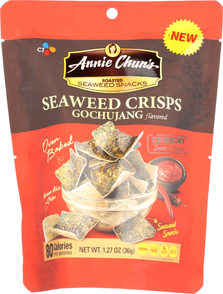 ANNIE CHUN’S: Gochujang Flavored Seaweed Crisps, 1.27 oz - 0765667110096
