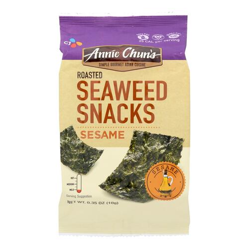 ANNIE CHUN’S: Sesame Roasted Seaweed Snacks Mild, 0.35 oz - 0765667110102