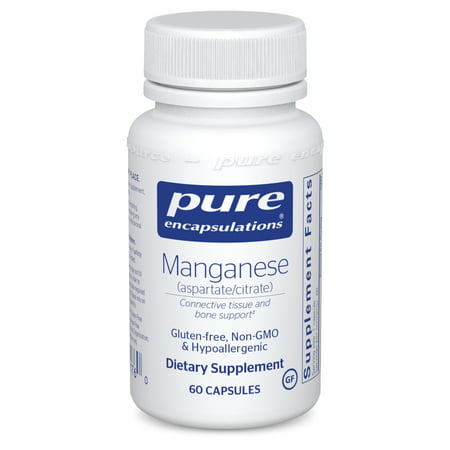 Pure Encapsulations Manganese (Aspartate/Citrate) | Hypoallergenic Trace Mineral Supplement for Connective Tissue and Bones | 60 Capsules - 766298001760