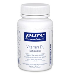 Pure Encapsulations Vitamin D3 250 mcg (10,000 IU) Supplement to Support Bone, Joint, Breast, Prostate, Heart, Colon and Immune Health* 120 Capsules - 766298011950