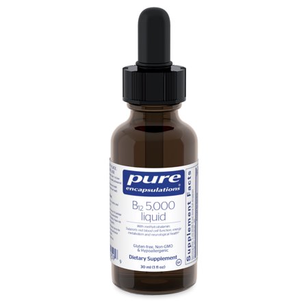 Pure Encapsulations B12 5,000 Liquid Vitamin B12 Methylcobalamin Supplement to Support Energy, Nerve Health, Emotional Wellness, Cognitive Function, and Blood Cells* 1 fl. oz. - 766298012599