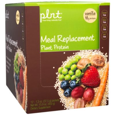 plnt Vanilla Meal Replacement Powder Vegan NonGMO Plant Protein that Provides Energy Satisfies Hunger, 16g of Protein Per Serving (12 Individual Packets) - 766536001422