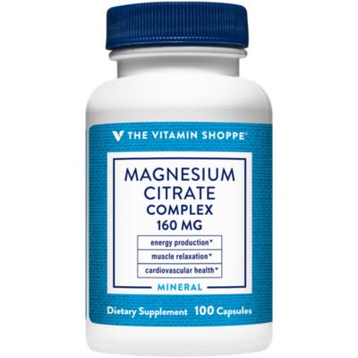 The Vitamin Shoppe Magnesium Citrate Complex 160MG, Mineral Supplement that Supports Bones, Teeth Energy Production (100 Capsules) - 766536010844