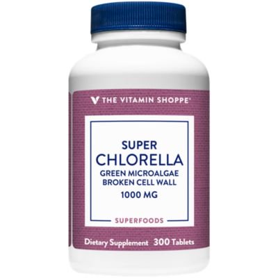 Super Chlorella 1000mg, SingleCelled Green Superfood Algae Tablet – Broken Cell Wall form Chlorella, Antioxidant Complex with BetaCarotene, Iron and Zinc (300 Tablets) by The Vitamin Shoppe - 766536011162