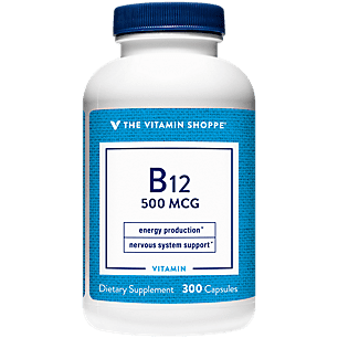 Vitamin B12 500mcg Supports Energy Production Once Daily Dietary Supplement Vitamin B12 (As Cyanocobalamin) Gluten Dairy Free (300 Capsules) by The Vitamin Shoppe - 766536011711