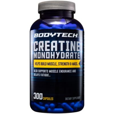 BodyTech 100 Pure Creatine Monohydrate 2250 MG Supports Muscle Strength Mass, 100 Servings (300 Capsules) - 766536013432