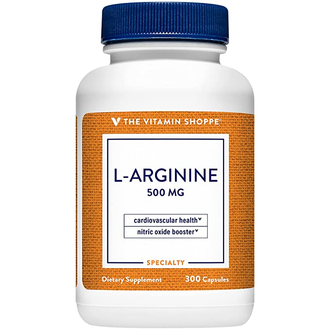 The Vitamin Shoppe LArginine 500MG, Supports Cardiovascular, Exercise Performance and Circulation, Supports Boosting Immune Function, Controlling Blood Pressure and Blood Flow (300 Capsules) - 766536013821