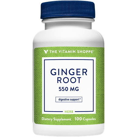 The Vitamin Shoppe Ginger Root 550MG Whole Herb Supplement that Supports Digestion Soothing (100 Capsules) - 766536020652