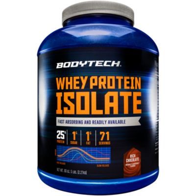 BodyTech Whey Protein Isolate Powder With 25 Grams of Protein per Serving BCAA's Ideal for PostWorkout Muscle Building Growth, Contains Milk Soy Rich Chocolate (5 Pound) - 766536027590