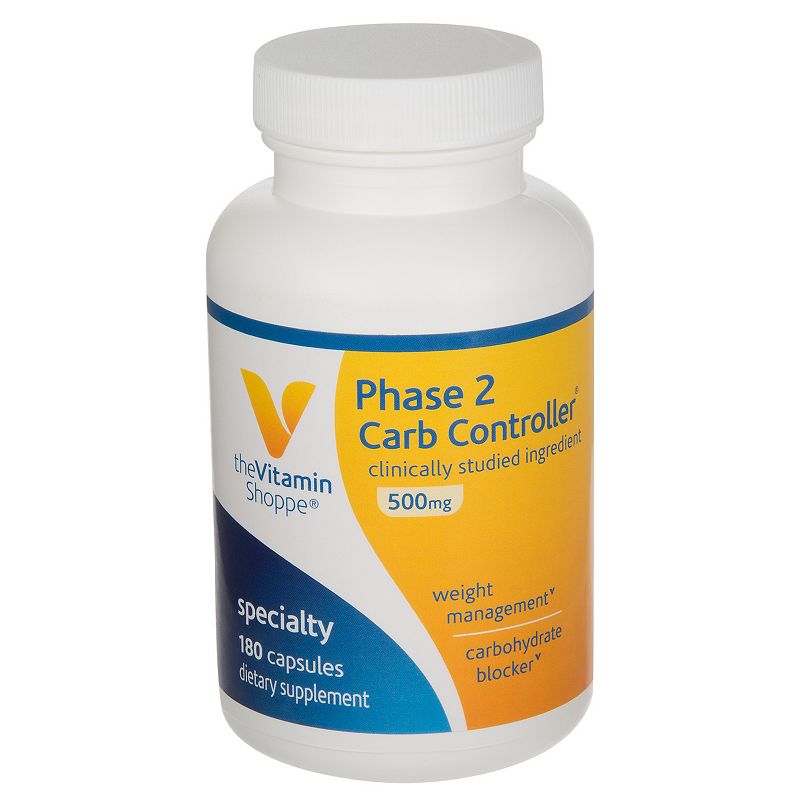 The Vitamin Shoppe Phase 2 Carb Controller 500MG, A Clinically Studied Ingredient, Supports Weight Management, Carbohydrate Blocker Starch Neutralizer (180 Capsules) - 766536029020
