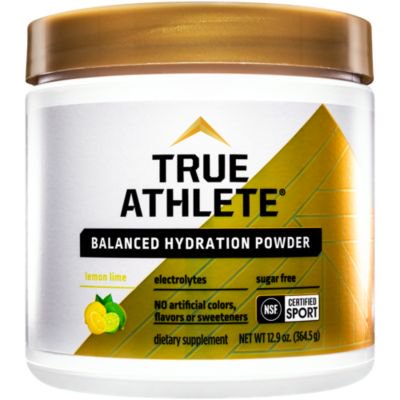 True Athlete Balanced Hydration Powder, Lemon Lime Flavor, Promotes Hydration Before Exercise, Easy to Mix, NSF Certified for Sport (12.86 Ounces Powder) - 766536048083