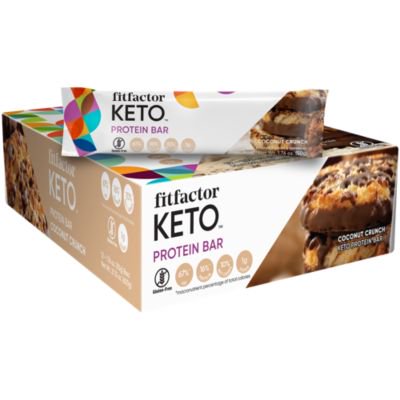 Keto Protein Bar, Coconut Crunch, With 67 Fat and 16 Protein, Gluten Free (12 Bars) by fitfactor KETO - 766536059010
