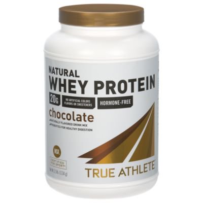 True Athlete Natural Whey Protein Chocolate, 20g of Protein per Serving Probiotics for Digestive Health, Hormone Free NSF Certified For Sport (2.5 Pound Powder) - 766536060078