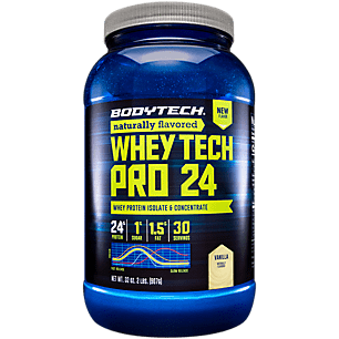 BodyTech Whey Tech Pro 24 Protein Powder Protein Enzyme Blend with BCAA s to Fuel Muscle Growth Recovery Ideal for PostWorkout Muscle Building Natural Vanilla (2 Pound) - 766536060665