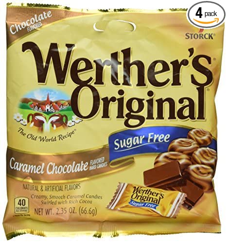  Werther's Original Sugar Free Candies, Caramel Chocolate, 2.35 Ounce (Pack of 4) by Werther's  - 766789601103