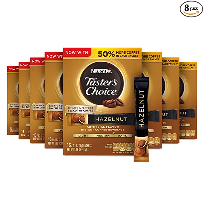  Nescafe Taster's Choice Instant Coffee Beverage, Hazelnut, 16 count (Pack of 8)  - 028000839185