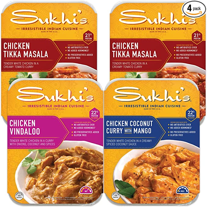 Sukhi's Indian Refrigerated Entrees, Protein Bundle (15 Ounce, 4 Count) | 3 Minute Ready To Eat Meals | Microwave Food | Gluten Free | Prepared Family Size Dishes - 767226663036
