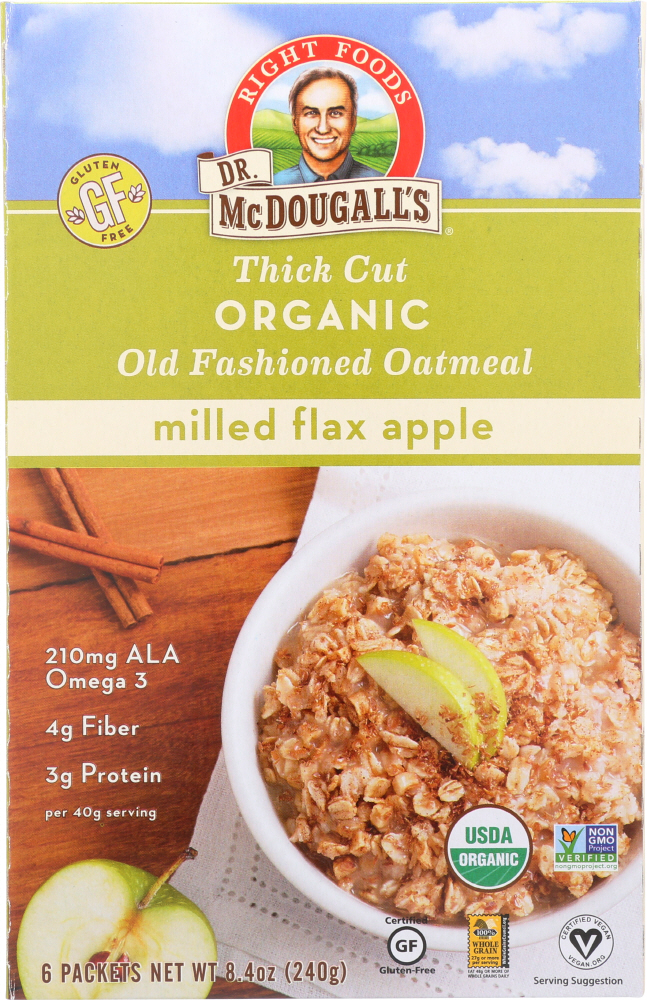 Thick Cut Organic Old Fashioned Oatmeal, Milled Flax Apple - 767335001064
