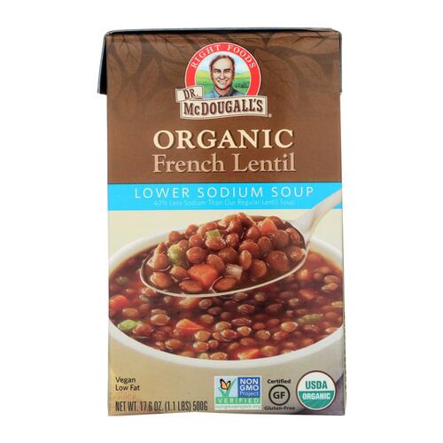 Dr. Mcdougall's Organic French Lentil Lower Sodium Soup - Case Of 6 - 17.6 Oz. - 767335077960