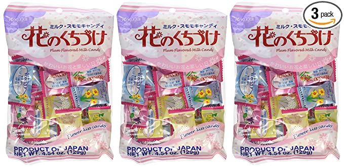  Kasugai Japanese Candy, Hana No Kuchizuke Flower Kiss, 4.54 -Ounce Bags (Pack of 3)  - 767563005292