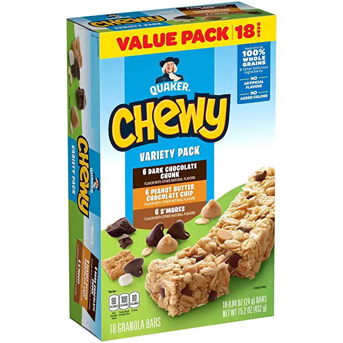  Quaker Chewy Granola Bars, Variety Pack, 18 Count  - 030000451304