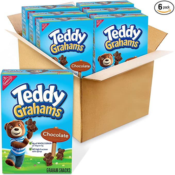  Teddy Grahams Chocolate Graham Snacks,10 Ounce (Pack of 6) - 767563632450