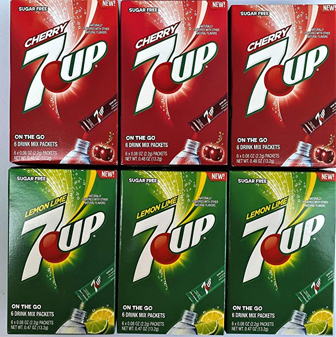 7up On The Go - 6 Pack - 3 Lemon Lime & 3 Cherry Drink Mix Singles - 767578250045