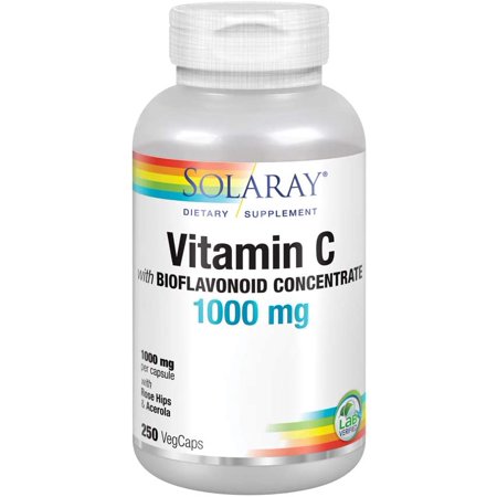 Solaray Vitamin C with Bioflavonoid Concentrate 1000mg, Healthy Immune Function, Skin, Hair & Nails Support, 250 VegCaps (B006H9RESE) - 767644416887