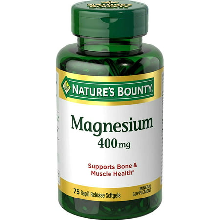 Nature s Bounty Magnesium Supplements 400 mg Gels Unflavored 75 Count - 767644495301
