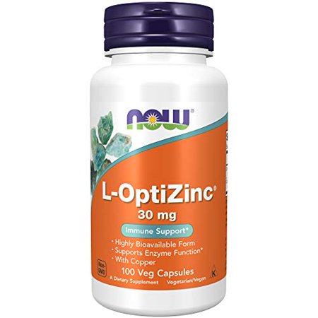 NOW Supplements L-OptiZinc® 30 mg with Copper Highly Bioavailable Form Immune Support* 100 Veg Capsules - 767674061064