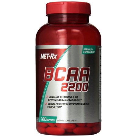 MET-Rx BCAA 2200 Amino Acid Supplement, Supports Muscle Recovery, 180 Softgels 1 Pack NEW - 767674386563