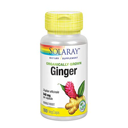 Solaray Organically Grown Ginger Root 540mg Healthy Cardiovascular, Digestive, Joint & Menstrual Cycle Support Vegan & Non-GMO 100 VegCaps - 767674515918