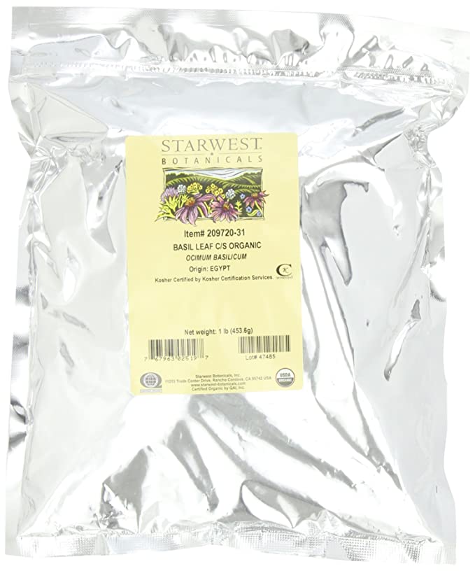 Starwest Botanicals Organic Basil Cut, 1-pound Bag - 767963025197