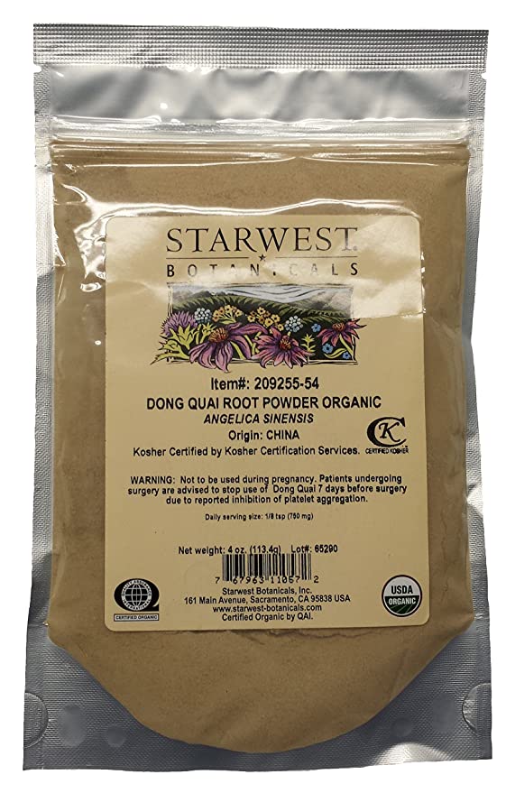 Starwest Botanicals Organic Dong Quai Root Powder, 4 Ounces - 767963110572