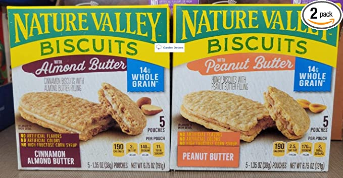 Nature Valley Biscuits with Almon Butter & Peanut Butter 6.75oz 191g (Two Boxes) - 768481598033