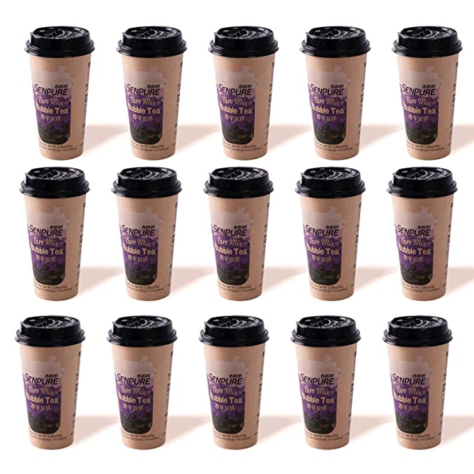 Senpure Instant Milk Tea Kit Boba Pearl Kit Bubble Tea with Taro Milk Tea Powder Diced Taro Tapioca Pearls for Bubble Tea (Taro x15) - 768484882863