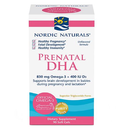 Nordic Naturals Prenatal DHA Softgels Unflavored 830 mg Non-GMO 90 Ct - 768990017414