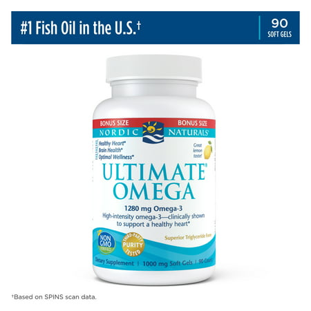 Nordic Naturals Ultimate Omega Softgels Lemon 1280 mg Fish Oil 90 Ct - 768990018046